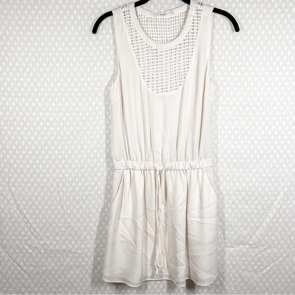 A.L.C. White Cream Eyelet Tie Waist Silk Dress - Picture 1 of 5